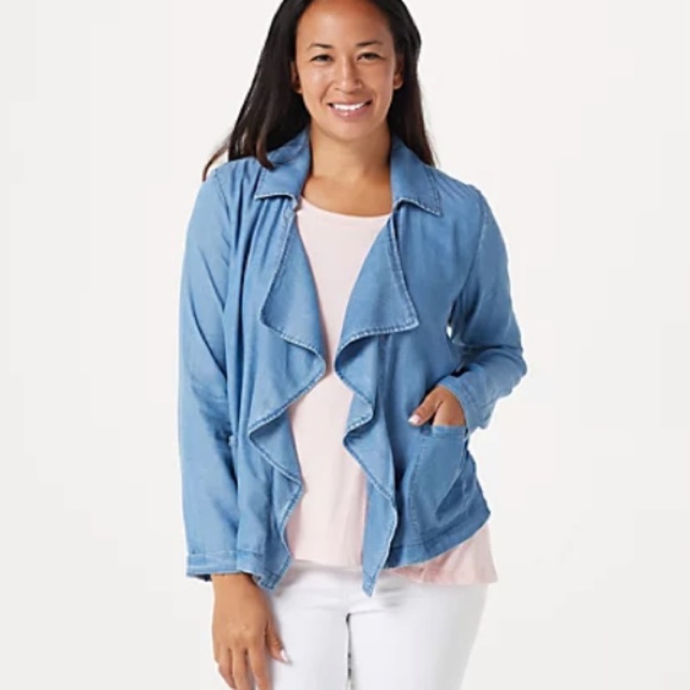 NWOT Denim & Co Tencel Open Drape Lightweight Jacket Women's XS